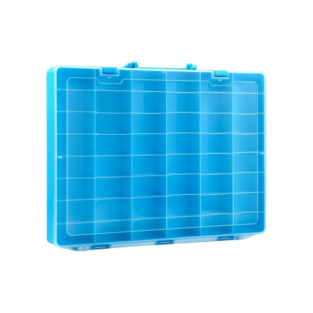 Caja de almacenamiento de juguetes, contenedor de almacenamiento con 48 compartimentos, organizador de almacenamiento apilable transparente para Azul