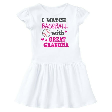 

Inktastic I Watch Baseball with My Great Grandma Gift Toddler Girl Dress
