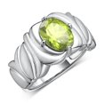 thumbnail image 3 of RYLOS Bagues pour Femmes Bague en Or Blanc 14K Solitaire Pierre Précieuse Ovale 9x7 mm avec Anneau Fini Satiné Péridot d'Août Bijoux Taille 8, 3 of 7