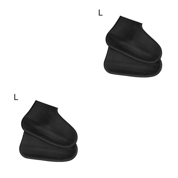 Toystoory Cubierta de zapatos Protector de zapatos impermeable de silicona Cubrezapatos antideslizantes resistentes al desgaste, negro, L Negro L 2piezas