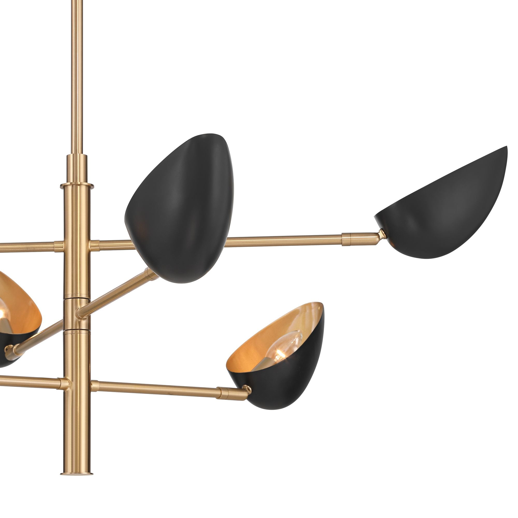 Possini Euro Design Atherton 42 1/2" Mid Century Modern Pendant Chandelier Ceiling Light Fixture Dining Room Sputnik 6-Light Black Warm Gold