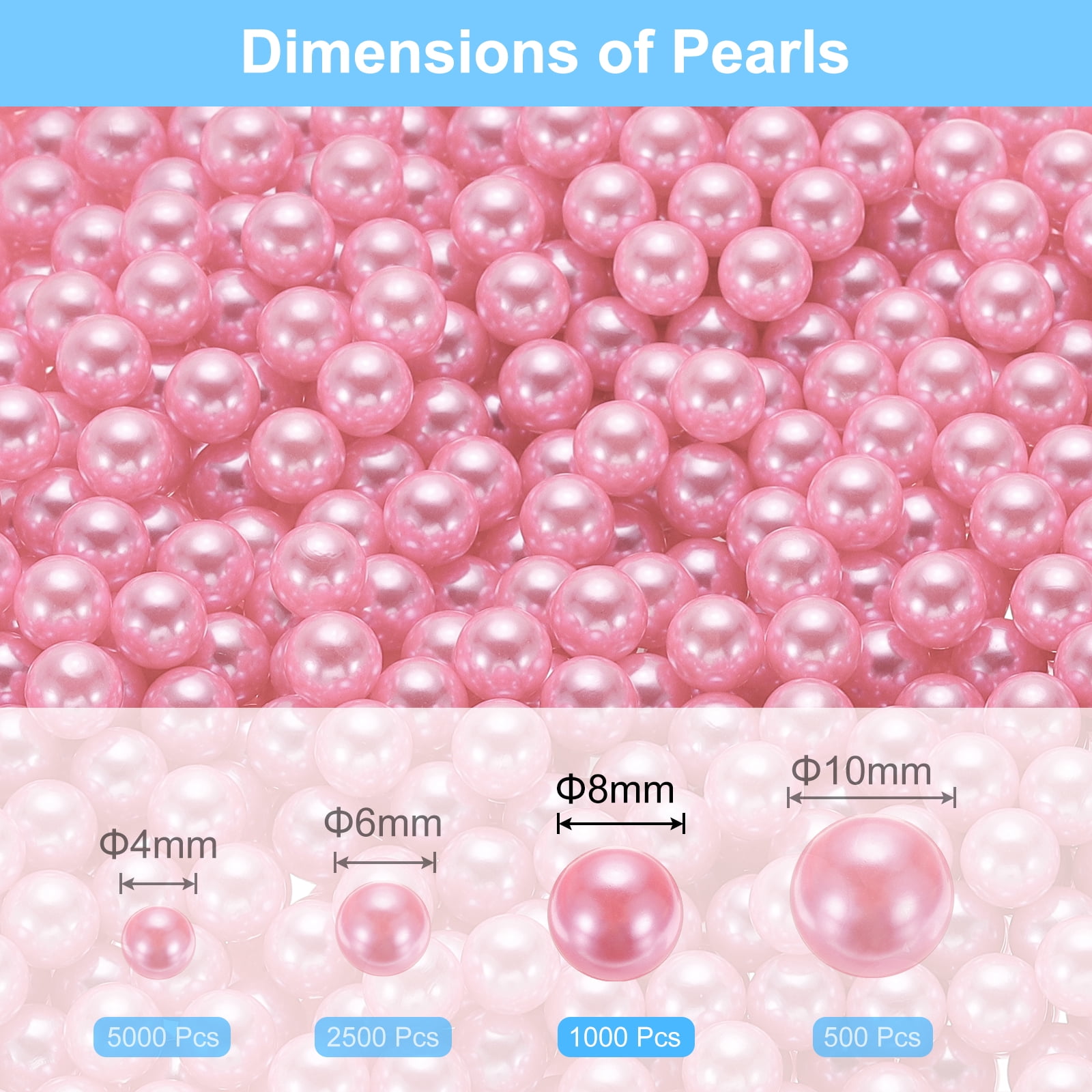 Unique Bargains Solid Color Faux Pearl for Crafting No Hole Pearls for Vase Fillers Pink