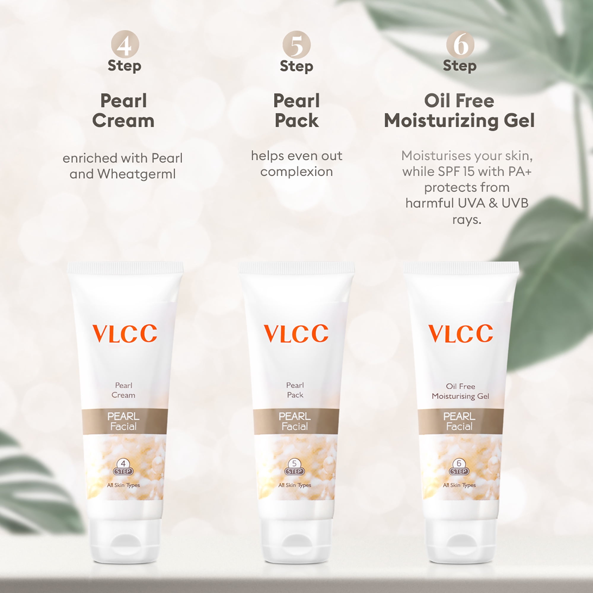 VLCC Pearl Facial Kit, Facial Cleanser and Cream, 7 pc