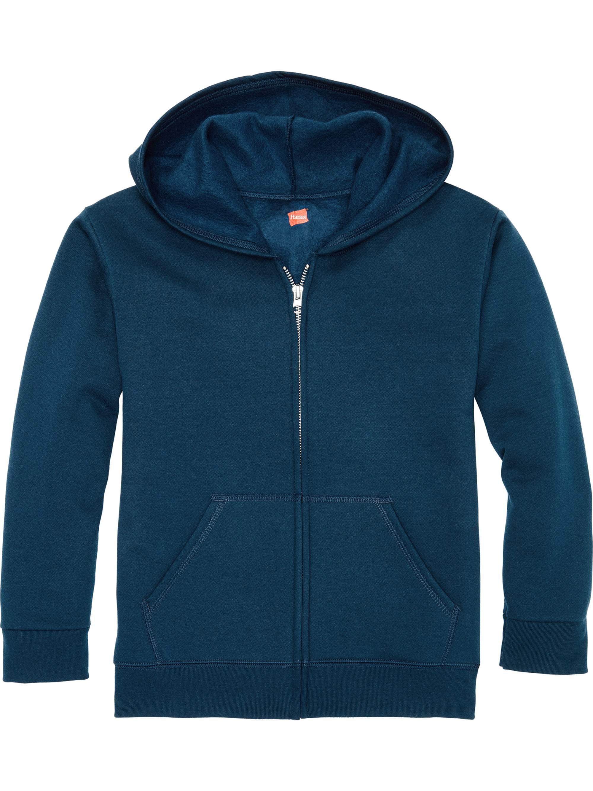 Hanes - Hanes Boys 4-18 Solid Fleece Zip Up Hooded Sweatshirt - Walmart ...