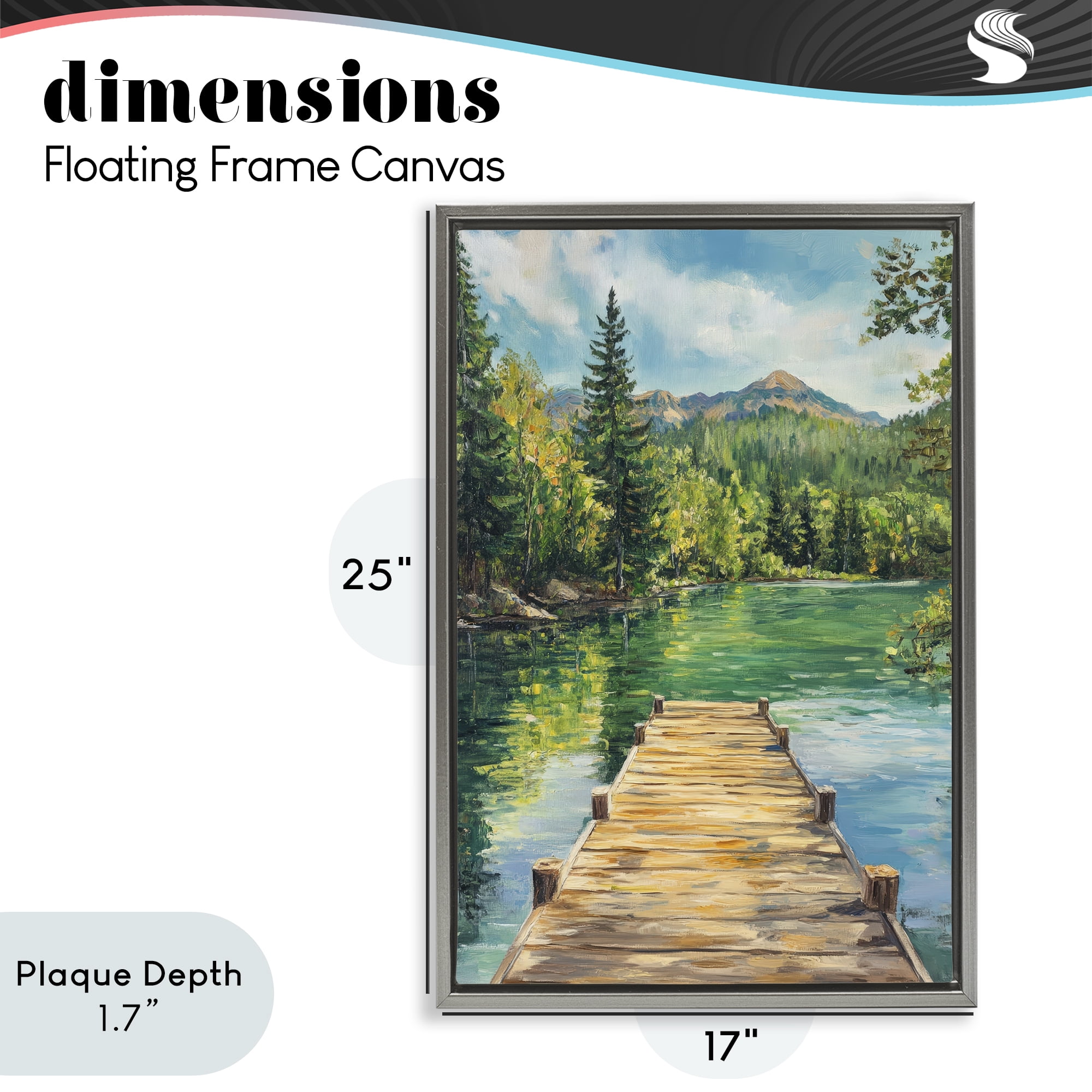 Stupell Industries Sunlit River Dock Gray Framed Floater Canvas Wall Art, design by Petal Prints Design
