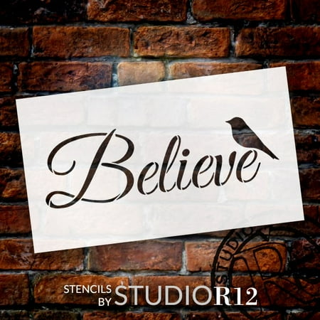 Believe Word Stencil With Bird By Studior12 Reuseable Mylar