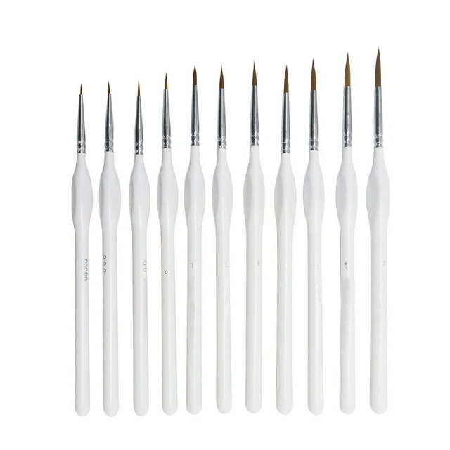 asddcavvf Ensemble de 11 Pinceaux Miniatures avec Manche en Bois Naturel