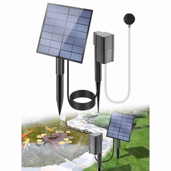 Solar Pond Aerator with Air Pump, 2.5W Solar Powered Aeration System Pond Water Fountain Pump, Solar Bubbler Oxygenator for Fish Tank Outdoor Small Pond