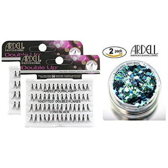 Ardell Professional DOUBLE UP Lashes (2-PACK with bonus Skin/Hair Glitter) - TAPERED - Medium Black