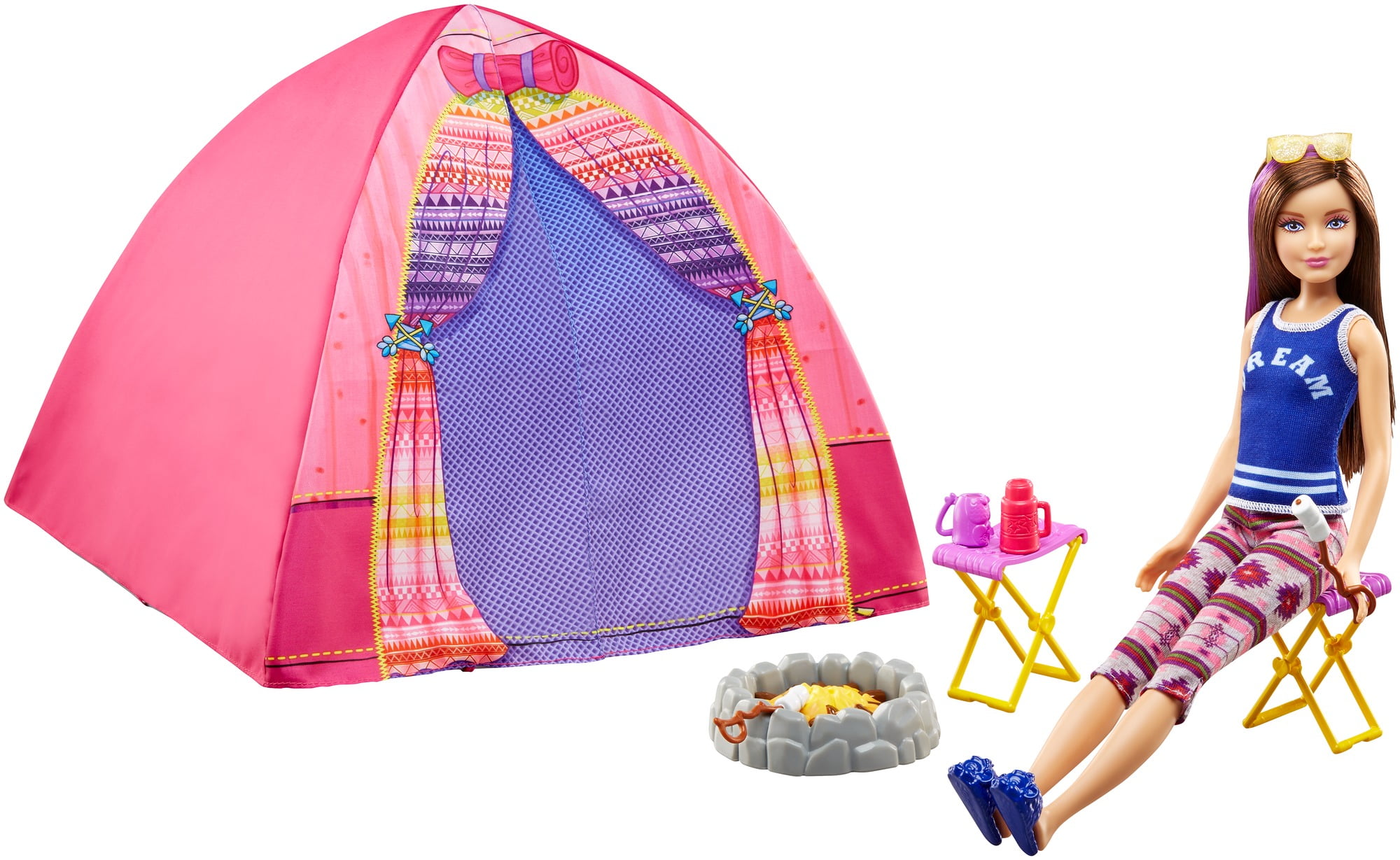 barbie camping fun skipper doll and tent playset