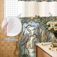 thumbnail image 3 of No Hook Shower Curtain, Vintage Cranes Shower Curtains for Bathroom with See Through Top Window, Country Retro Chic Glass Flower Textured Waterproof & Washable Bath Curtain Long 72"x78", 3 of 9