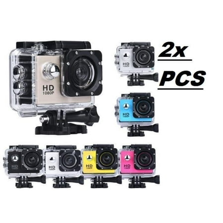 2x Blue Sports Action Camera 1080p 4K HD Waterproof with Touch Screen LCD POV Adventure Camcorder with Accessories GoPro SJCAM Style