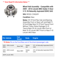 thumbnail image 2 of Wheel Hub Assembly - Compatible with 2009 - 2016 Lincoln MKS Sedan 4-Door 3.7L V6 Naturally Aspirated DOHC GAS 2010 2011 2012 2013 2014 2015, 2 of 2