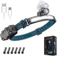 thumbnail image 1 of USB Rechargeable LED Headlamp, Sensor Zoom Head Torch 6 Lighting Modes, Waterproof and Lightweight Headlight for Night Fishing, Hiking, Camping, Repair [Energy Class A+++], 1 of 5