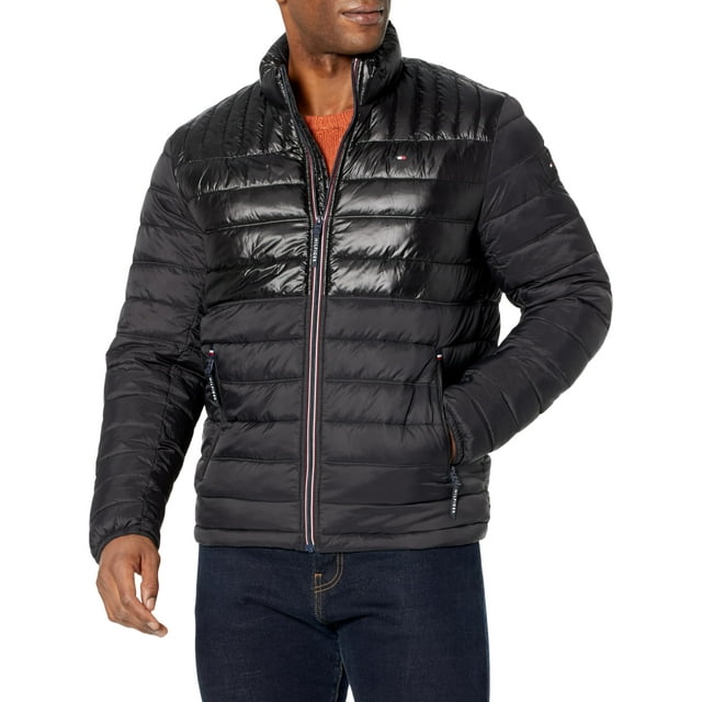 Chaqueta Tommy Hilfiger para hombre Ultra Loft, plegable, acolchada, negra
