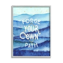 Stupell Industries Forge Your Own Path Layered Mountain Peaks Graphic Art Gray Framed Art Print Wall Art, Design by Arrolynn Weiderhold