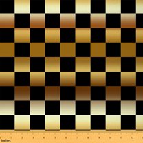 Castle Fairy Geometric Plaid Fabric by the Yard 3 Yards,Gradient Buffalo Sewing Fabric,Black Golden Fabric for Sewing,Super Cozy Room Decor