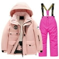 thumbnail image 2 of Hwmodou Toddler Girl Clothes Sets Childrens Ski Suit Multi Pocket Jacket Pants Winter Windbroof Snowboarding Winter Warm Snow Suits Unisex Cute Outfit, 2 of 4
