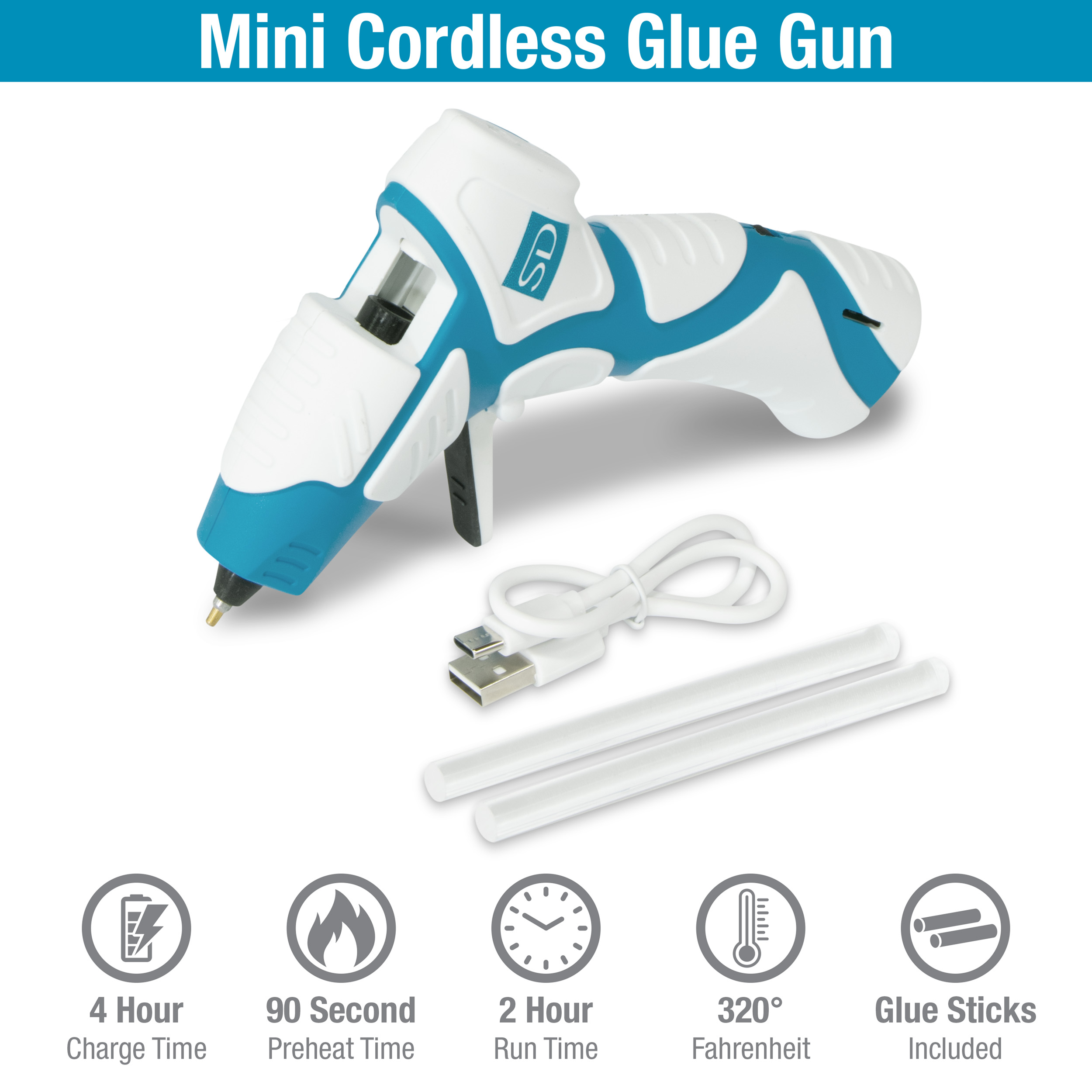 Mini Cordless Hot Glue Gun Precision Nozzle with LED Guiding Light, Anti-Drip (No Stand Needed)