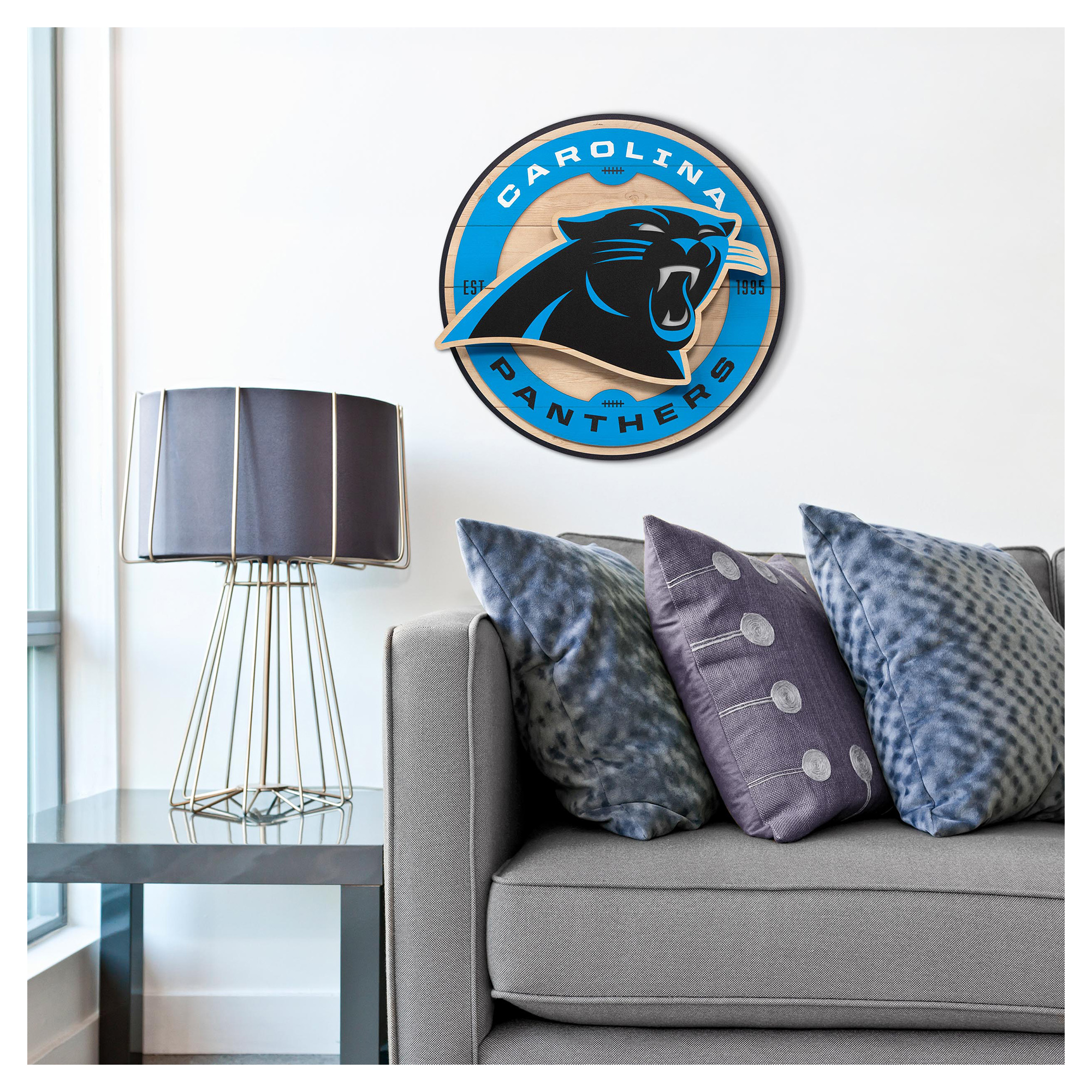 IDNA Carolina Panthers 15" x 15" 3DX Logo Circle Backer Wall Art