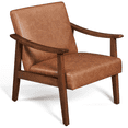 thumbnail image 1 of Fullfurnique Upholstered Accent Chair with Solid Wood Legs, Brown, 1 of 10