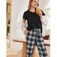 thumbnail image 5 of Avidlove Women's Pajama Set 2 Piece Short Sleeve Pj Tops with Long Plaid Pajama Pants Casual Loose Lounge Set Sleepwear, 5 of 7