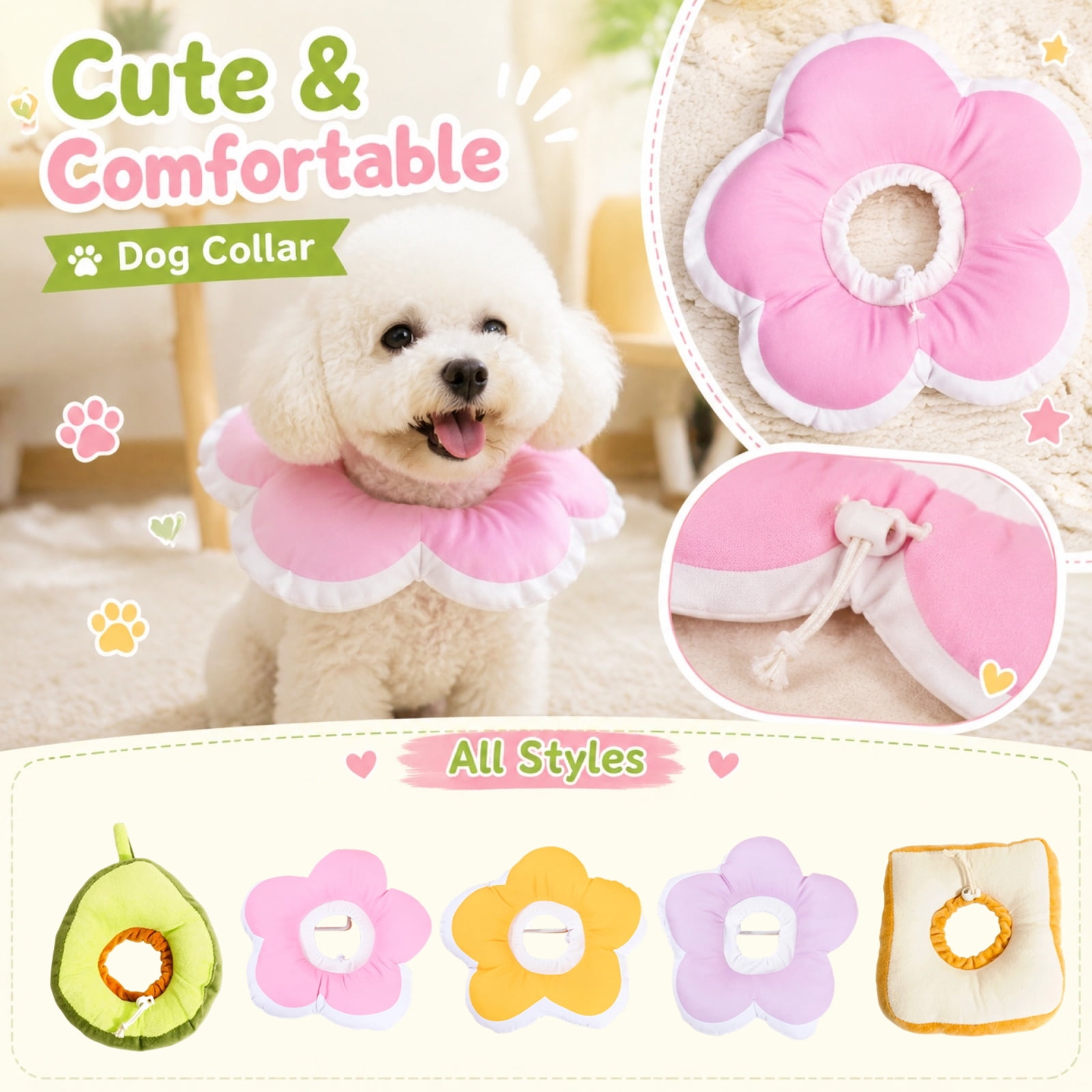 Dog Soft Cone Collar Comfy After Surgery Recovery Accessory for Cats and Dogs Soft Flower Shaped Protective Pet E Collar Great Gift for Pet Owners Purple