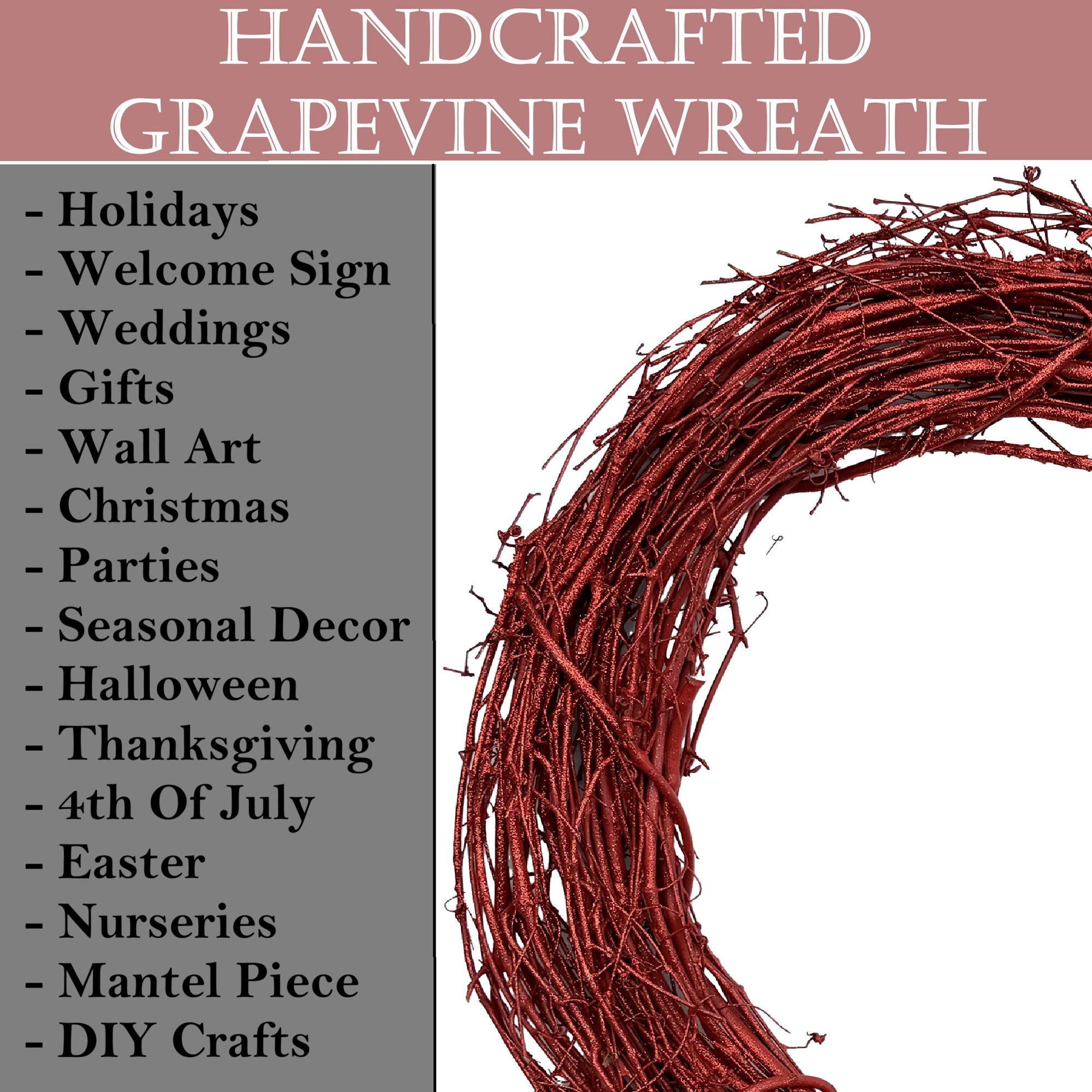 Kraft Lane: 18" Painted Grapevine Wreath - Glitter Red - DIY Craft Projects, Handcrafted, In-Outdoor Decoration, Behr Paint, Seasonal-Holiday-Home
