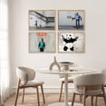 thumbnail image 2 of PixonSign Framed Banksy Modern Street Prints Wall Art Set of 4 - 8"x10" Natural, 2 of 5
