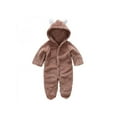 thumbnail image 1 of Infant Baby Girl Boy Fall Winter Outfits Bear Ears Hooded Romper Jumpsuit Bodysuit Warm Fleece Clothes Toddle lothing Fleece Clothing 0-12 M, 1 of 7