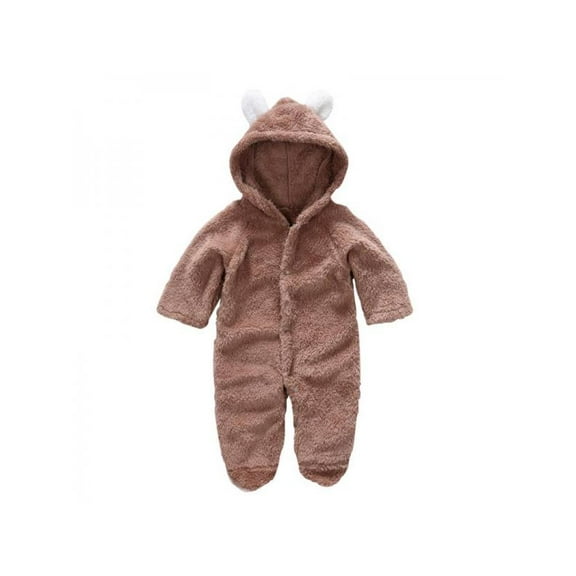 Infant Baby Girl Boy Fall Winter Outfits Bear Ears Hooded Romper Jumpsuit Bodysuit Warm Fleece Clothes Toddle lothing Fleece Clothing 0-12 M