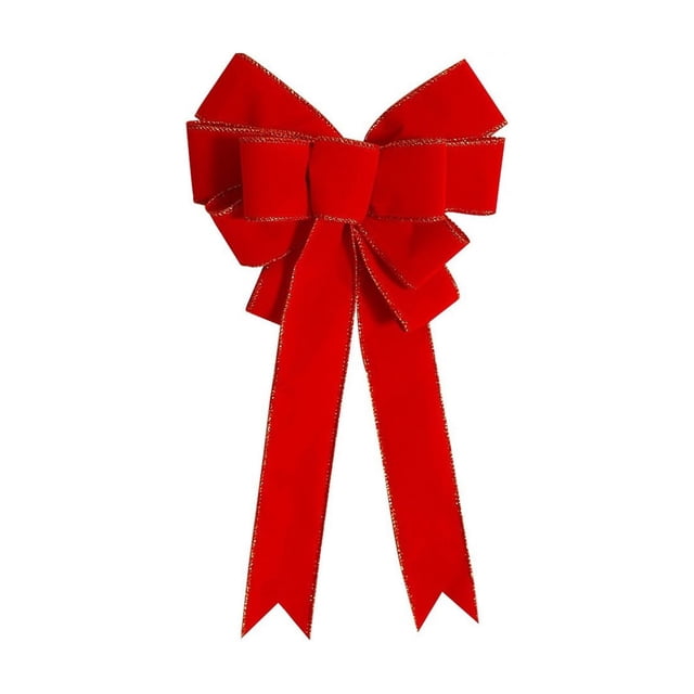 Hearth & Gear Lot de 1 Grands Nœuds Velours Nœuds Rouges de Fête Nœuds Rouges pour Couronne Nœuds en Velours pour Dessus de Table Porte d'Entrée Extérieur Tables et Chaises d'Événement Planificateur d'Événement Organisateur Drapeaux de Fête sur une Corde Extérieur