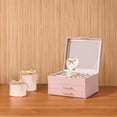 thumbnail image 6 of LEDREM Jewelry Box Organizer, 3-Layer Jewelry Storage with 2 Drawers & Glass Lid, Modern Vanity Display Case for Rings Necklaces, Jelly Pink and Gold, 6 of 6