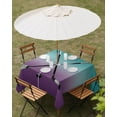 thumbnail image 3 of Outdoor Tablecloth with Umbrella Hole and Zipper Hockey Player Square Tablecloths 54x54 Inch Waterproof Table Cloths Sports Ground Ombre Turquoise Purple Patio Table Cover for Picnic BBQS Party, 3 of 7