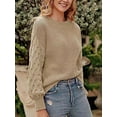 thumbnail image 4 of FAROOT Women Cute Sweaters Solid Color Lantern Long Sleeve Pullover Basic Tops Knitwear, 4 of 7