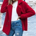 thumbnail image 5 of Abrigo de invierno de forro polar sintético para mujer, color liso, manga larga, cierre de botones, chaqueta informal para oficina, trabajo, ropa exterior, compras, citas, rojo, 4XL, 5 of 5