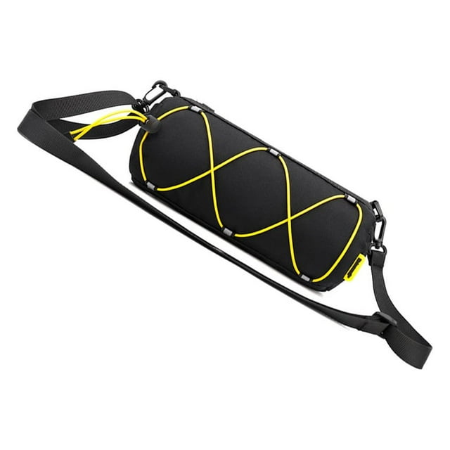 ruzhgo Polyester Mountain Bike Handle Bar Bag Portable Detachable 2.4L Adjustable Reflective Strap Biking Riding Pouch Accessories Black Black