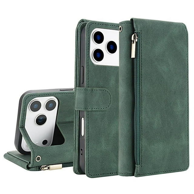 Case For IPhone 17 Pro Max/17 Pro/17 Air/17, PU Leather Shell With Zipper Card Slot Holder Cover