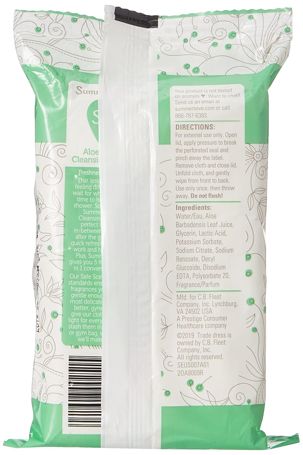 Summers Eve Cleansing Cloths ZS23 Aloe Love - 32 ct, Pack of 4