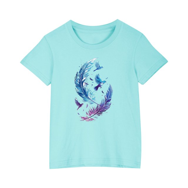 RXIRUCGD 2025 Vêtements d'Été pour Enfants T-shirt Imprimé Mode Mignon Col Rond Manches Courtes