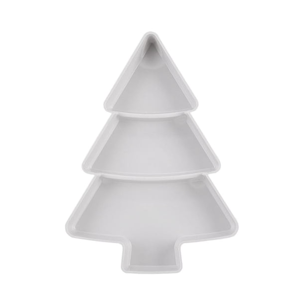 Plato de aperitivos, tazón para servir con forma de árbol de Navidad, plato para exhibición de postres Blanco