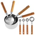 thumbnail image 4 of 8Pcs Measuring Cup and Spoon Set Stainless Steel Cup Measurement Set with Wooden Handle Portable Measuring Spoons Set Reusable Measuring Cup Spoons Kitchen Measuring Tools for Kitchen Hom, 4 of 10