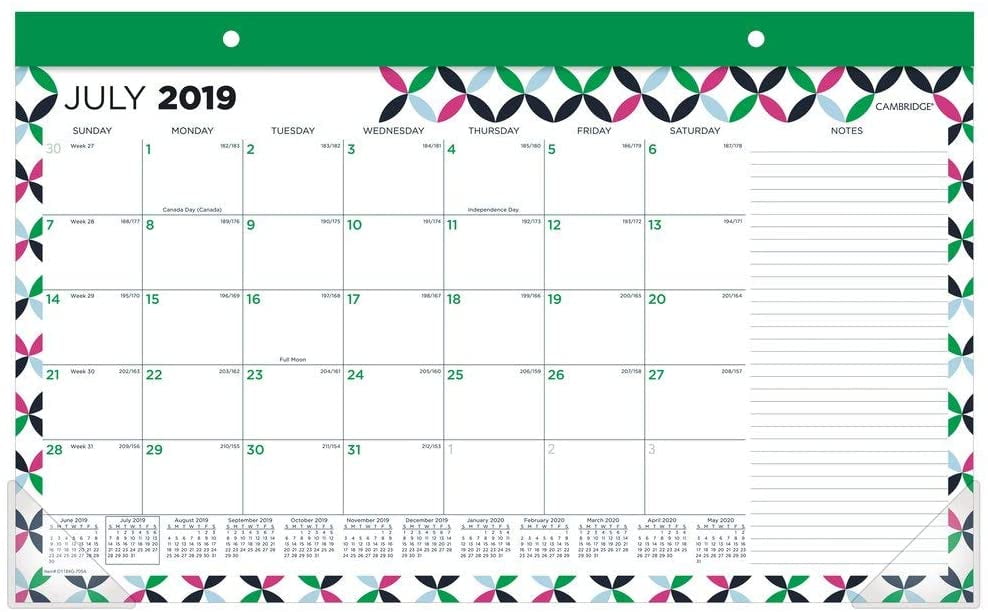 Cambridge 20192020 Academic Year Monthly Desk Pad Calendar, Compact