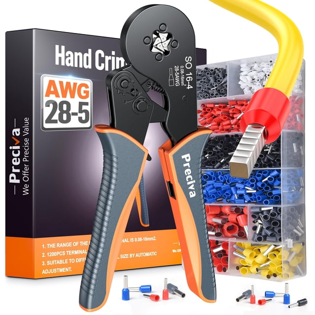Kit de herramientas para prensar férulas Preciva Ratchet Jaw AWG 28-5 w/ 1200