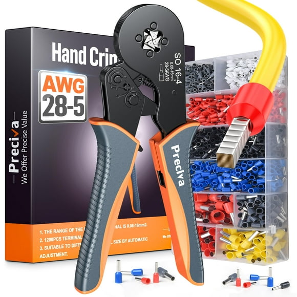 Kit de herramientas para prensar férulas Preciva Ratchet Jaw AWG 28-5 w/ 1200