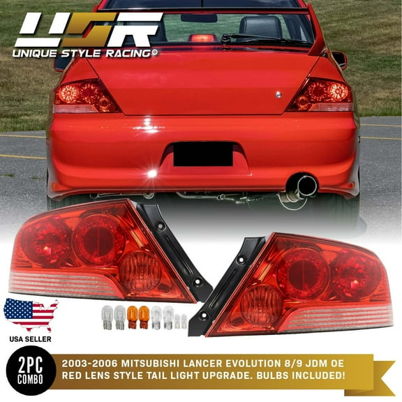DEPO JDM Evo 7 OE-Style Red/Clear Tail Light For 03-06 Mitsubishi Lancer Evo 8/9