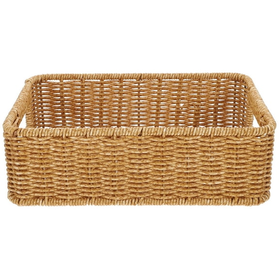 PAMINGONO Light Brown Imitation Rattan Basket for Kitchen and Home Storage
