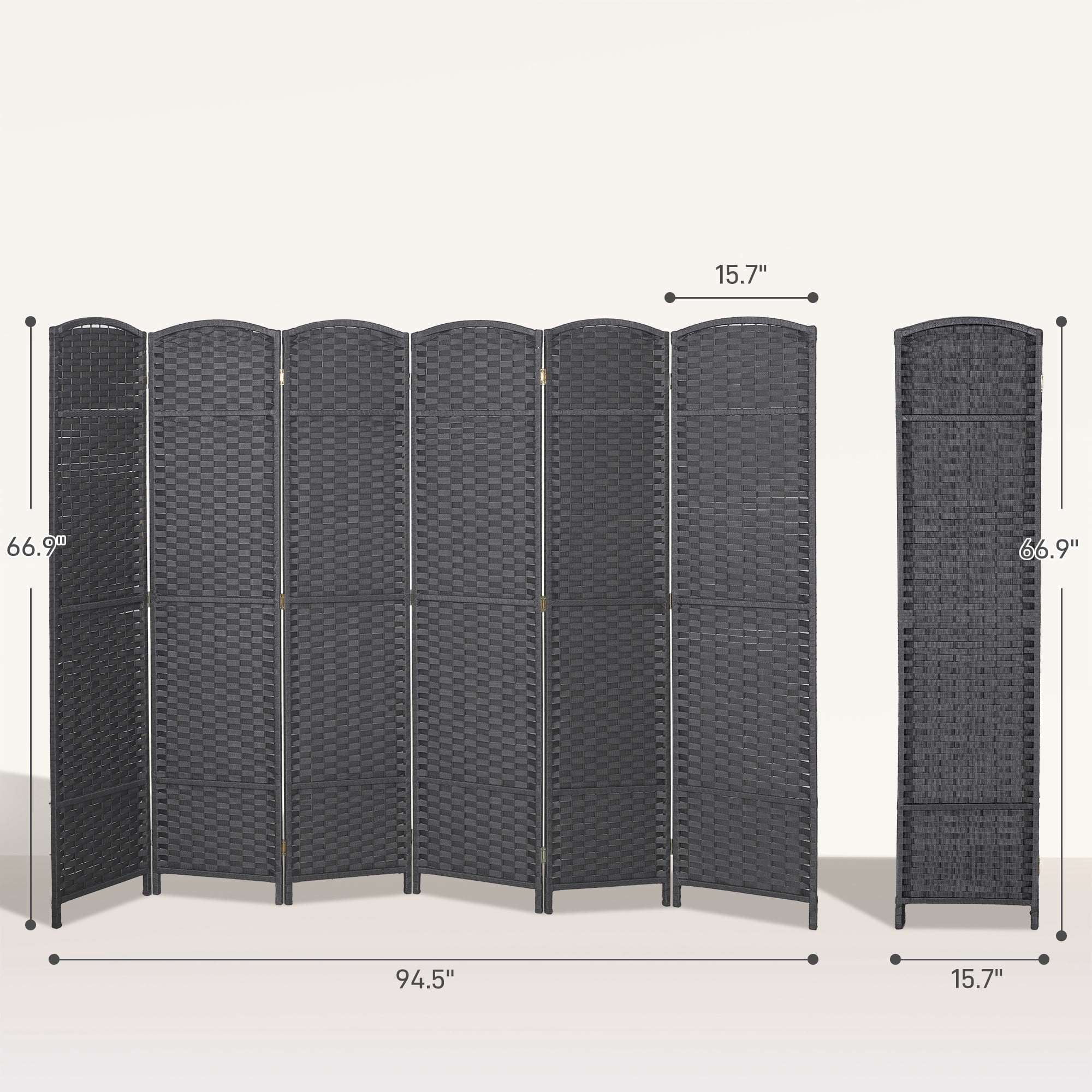 HOMCOM 6 Panel Room Divider Freestanding Folding Privacy Screen, Gray