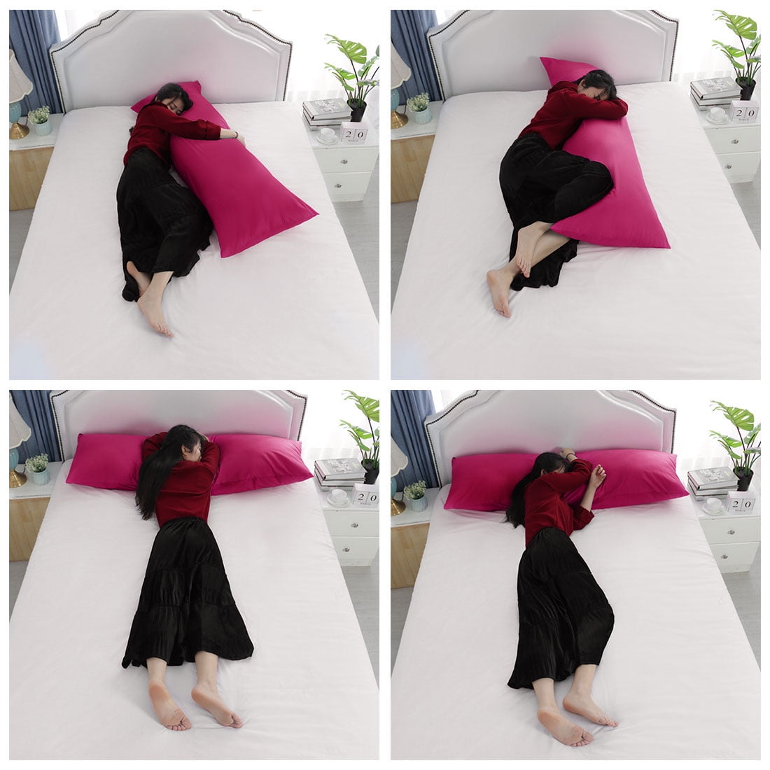 Unique Bargains 300TC Cotton Body Pillow Cover Case, 21" x 55"
