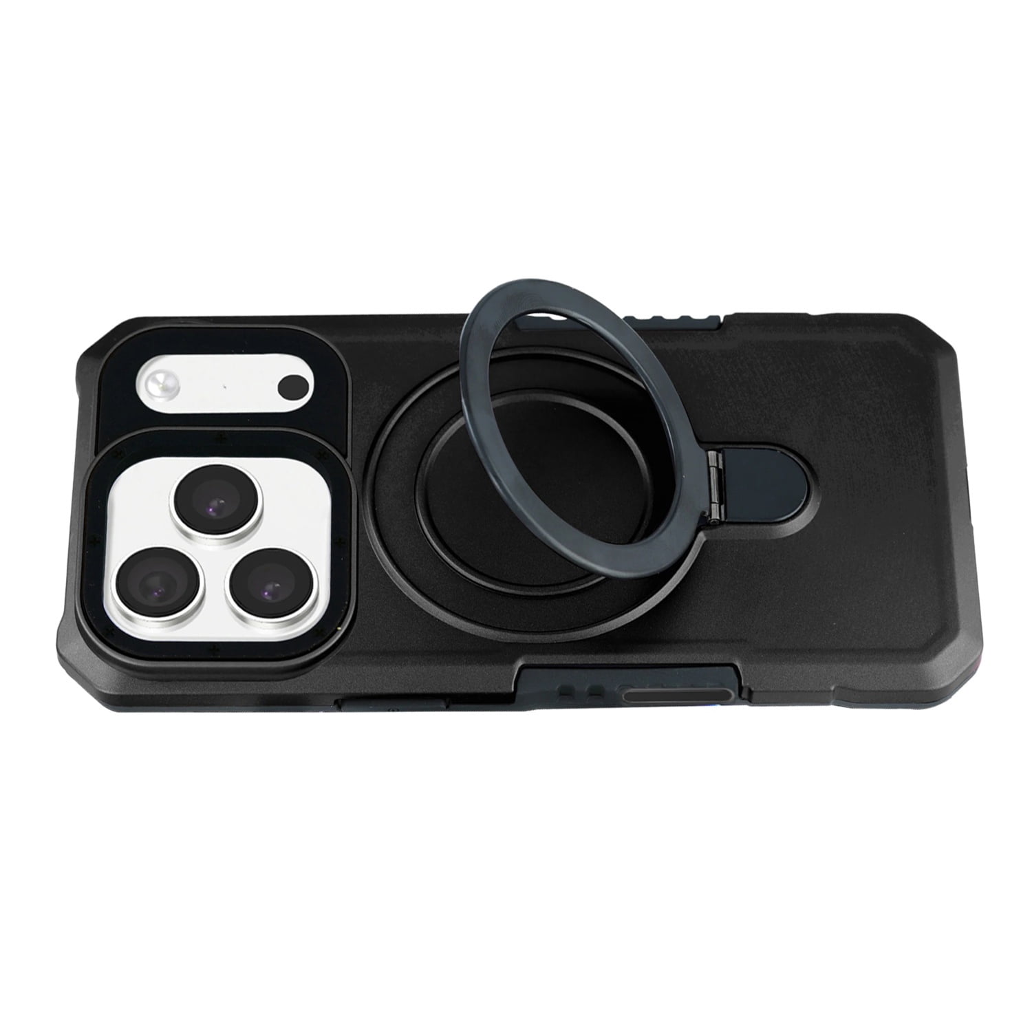 Hard PC Shockproof Case with Ring Holder for iPhone 17 Pro Max - Black